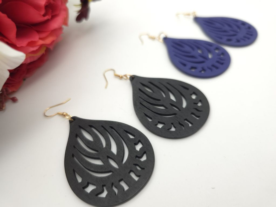 Preview: Tropfen Holz Ohrringe Wood farbig